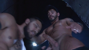 RagingStallion: Latino in boots jumping on a dick in the bed