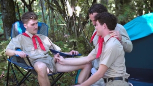 Boys At Camp - Scout Colton McKeon in shorts encouragement