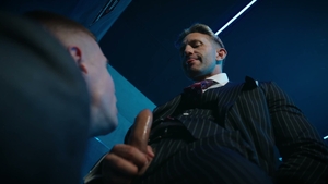 He gets wrecked by suits